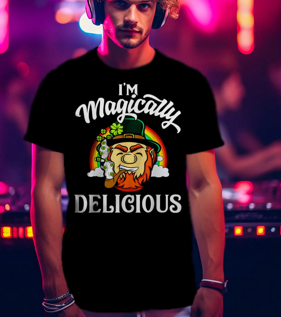 I'm Magically Delicious Leprechaun Rainbow Clover Pipe T-Shirt