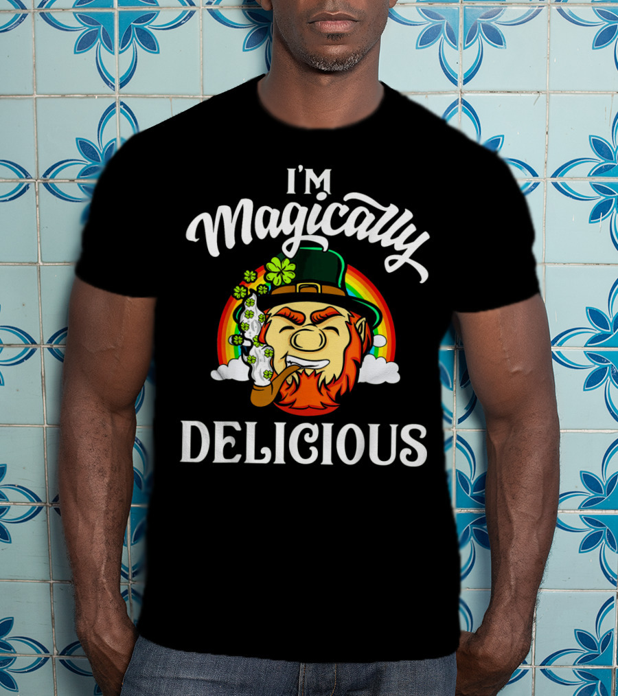 I'm Magically Delicious Leprechaun Rainbow Clover Pipe T-Shirt