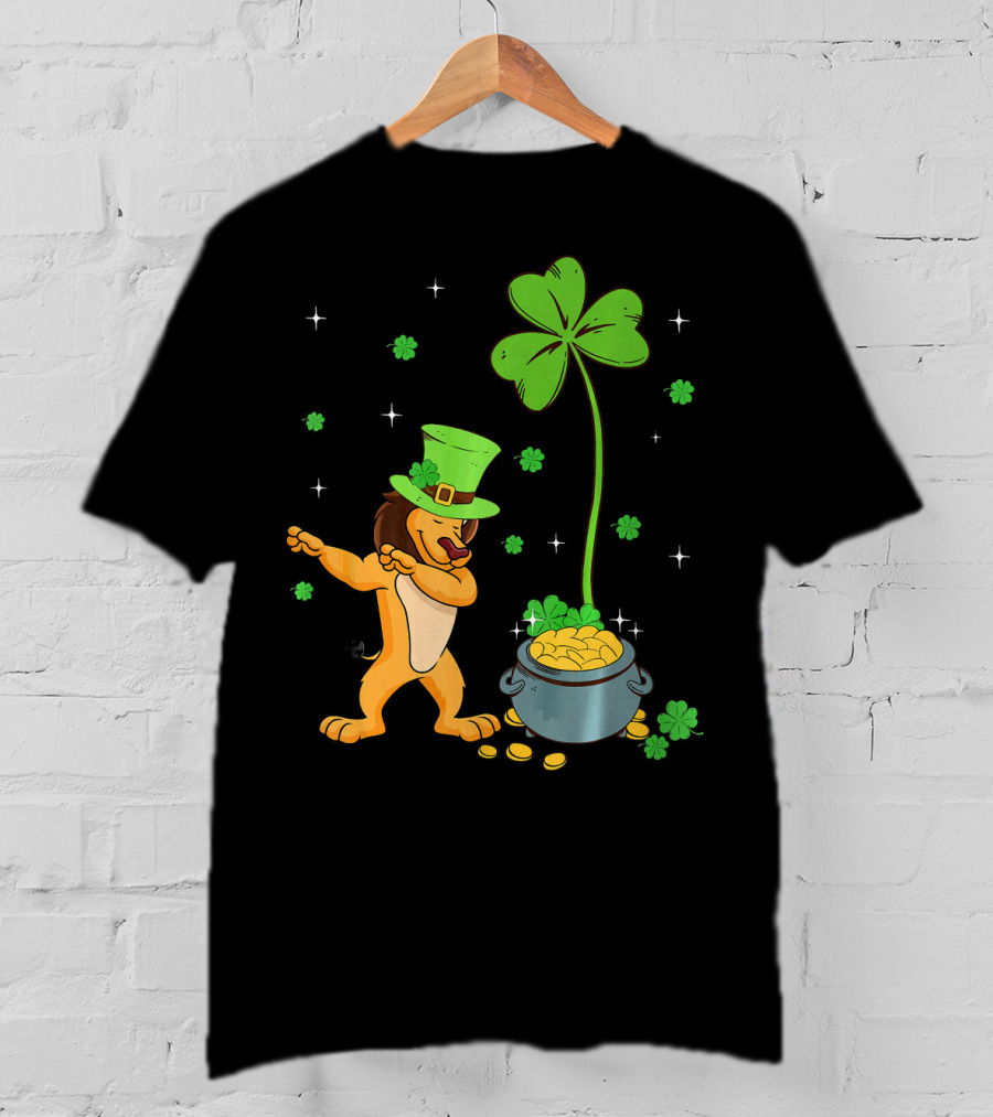 Shamrock Leprechaun Lion Pot Of Gold Clover Dance T-Shirt