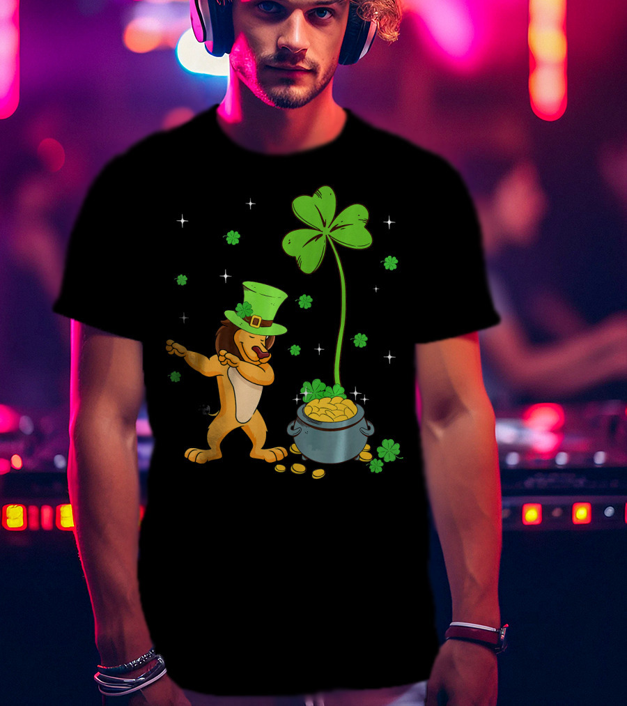 Shamrock Leprechaun Lion Pot Of Gold Clover Dance T-Shirt