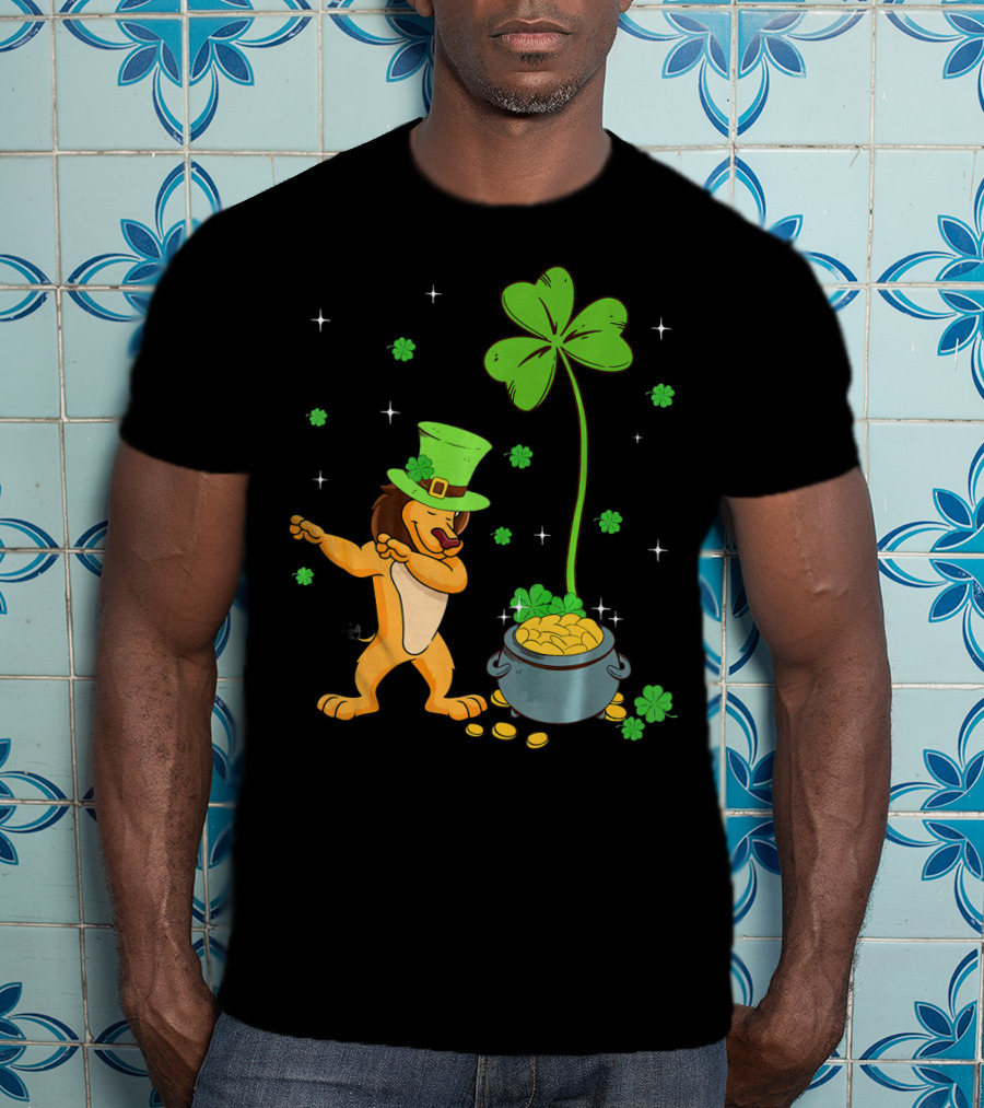 Shamrock Leprechaun Lion Pot Of Gold Clover Dance T-Shirt