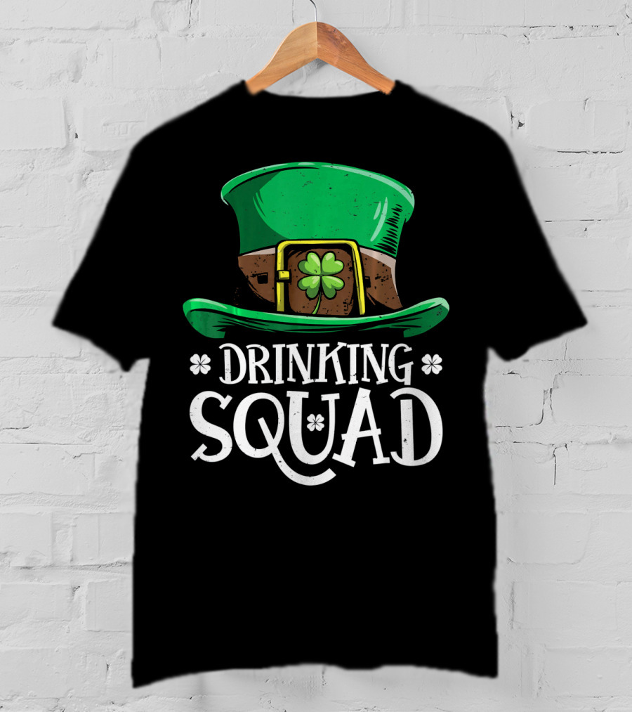 Leprechaun Drinking Squad St Pat Green Hat Clover St Patrick's Day T-Shirt
