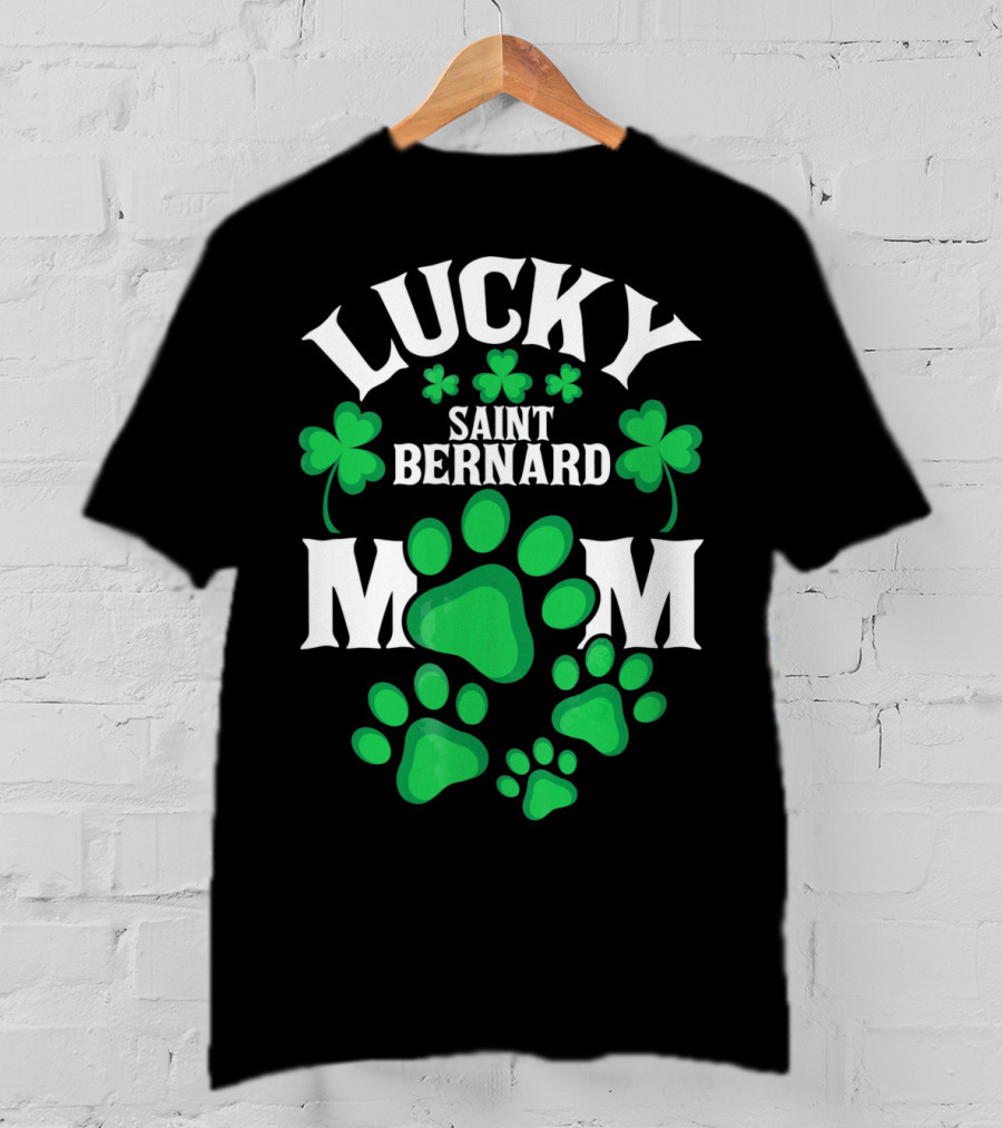 Lucky Saint Bernard Mom St. Patrick's Day T-Shirt