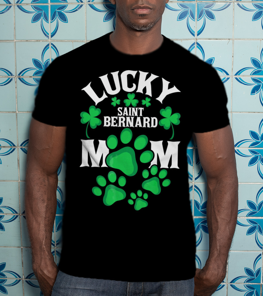 Lucky Saint Bernard Mom St. Patrick's Day T-Shirt