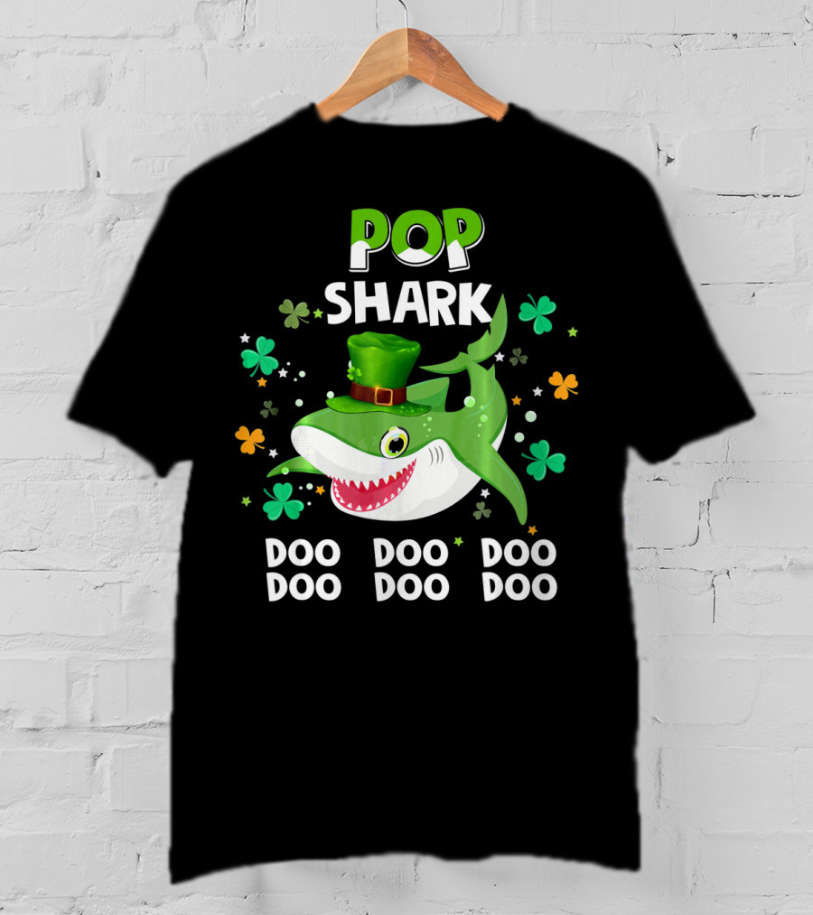 POP SHARK St. Patrick Day Doo Doo Doo Shamrock T-Shirt