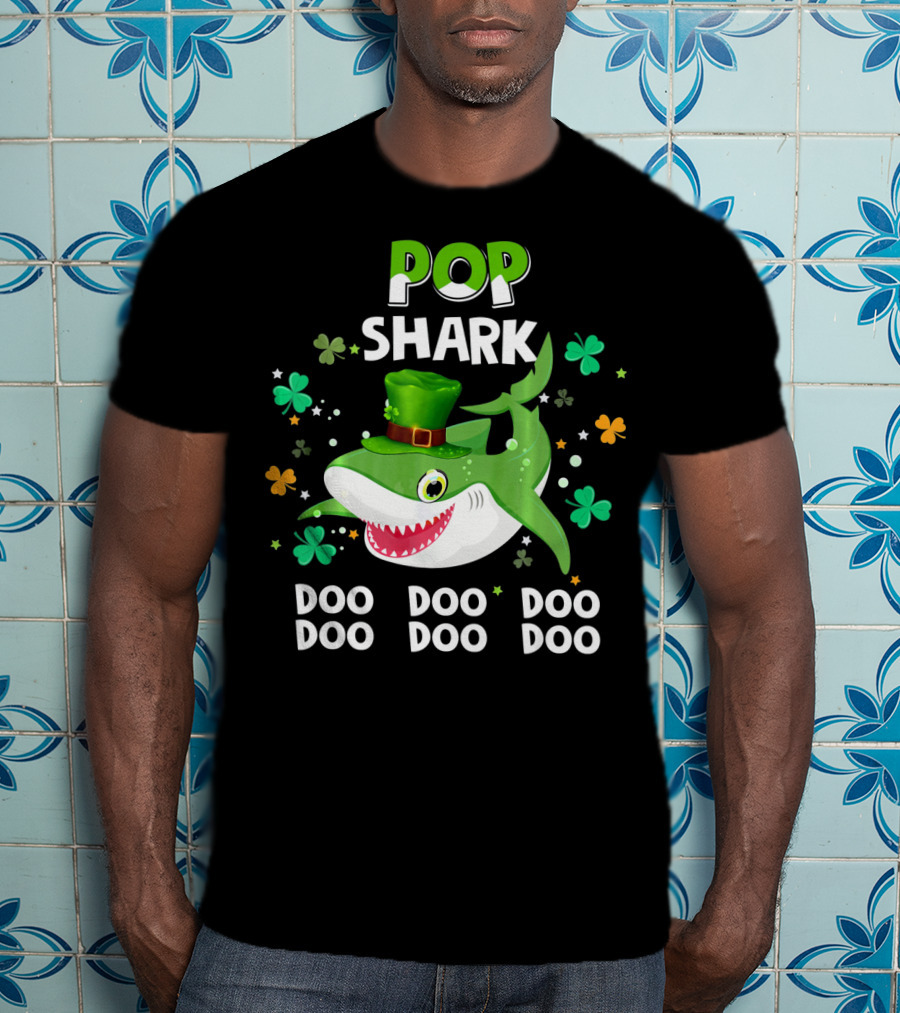 POP SHARK St. Patrick Day Doo Doo Doo Shamrock T-Shirt