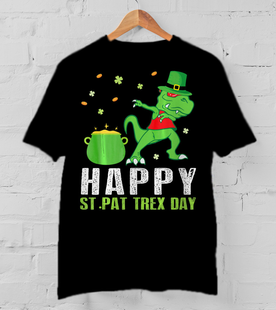 Hap St. Pat T-Rex Day Dinosaur Leprechaun Dab Spot Of Gold T-Shirt