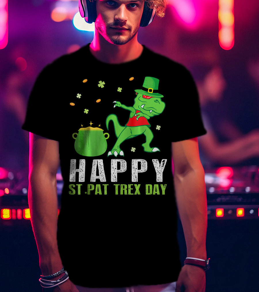 Hap St. Pat T-Rex Day Dinosaur Leprechaun Dab Spot Of Gold T-Shirt
