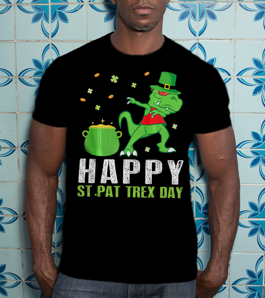 Hap St. Pat T-Rex Day Dinosaur Leprechaun Dab Spot Of Gold T-Shirt