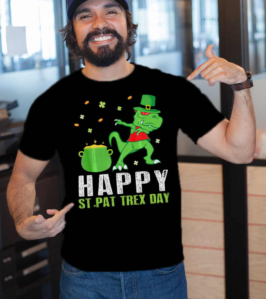 Hap St. Pat T-Rex Day Dinosaur Leprechaun Dab Spot Of Gold T-Shirt