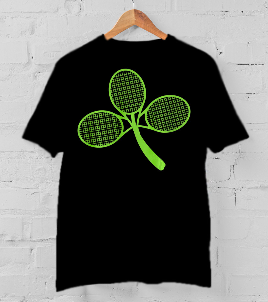 Tennis Shamrock Irish St Pattys Sports Racquet Clover T-Shirt