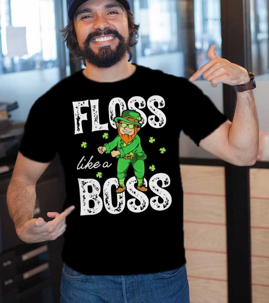 Floss Like A Boss Leprechaun Shamrock Irish T-Shirt
