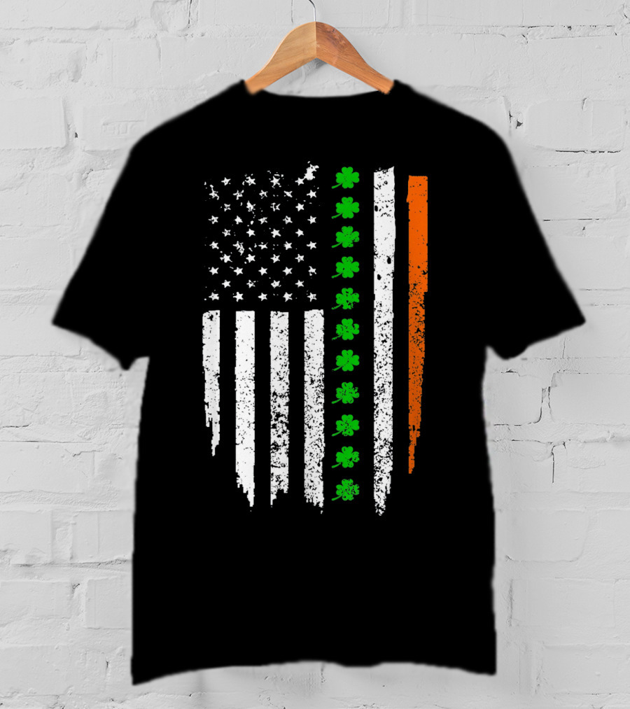 Retro Vintage Irish American Flag With Shamrocks T-Shirt