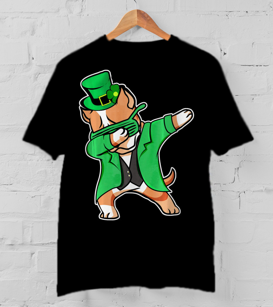 Dabbing Pitbull Leprechaun St. Patrick's Day T-Shirt