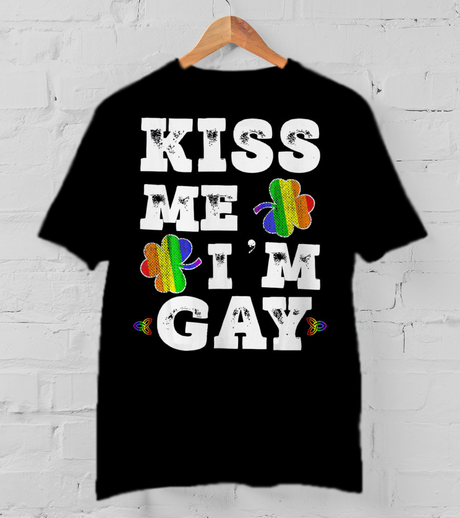 Kiss Me I'm Gay Rainbow Shamrock St. Patrick's Day T-Shirt