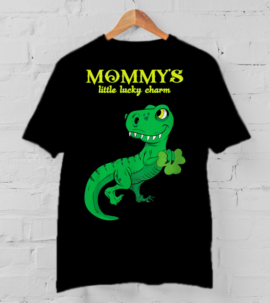 Mommy's Little Lucky Charm Dinosaur Kids St Patrick's Day T-Shirt