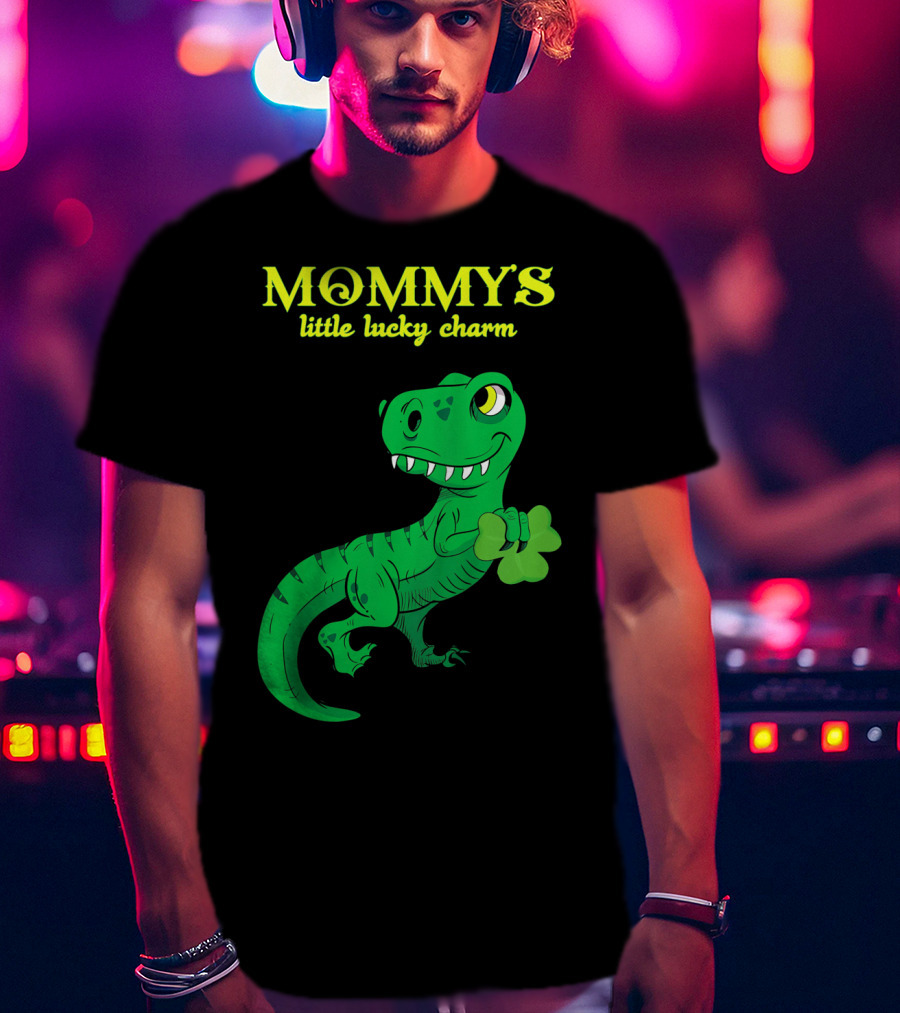 Mommy's Little Lucky Charm Dinosaur Kids St Patrick's Day T-Shirt
