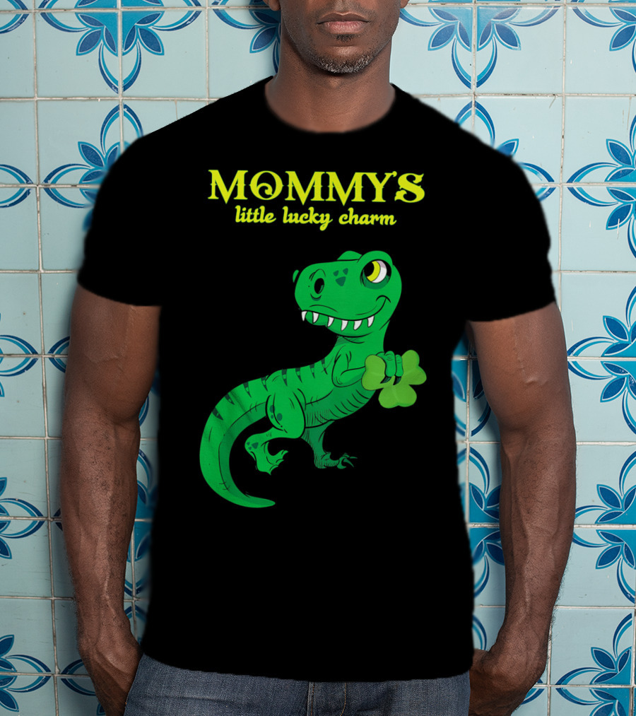 Mommy's Little Lucky Charm Dinosaur Kids St Patrick's Day T-Shirt