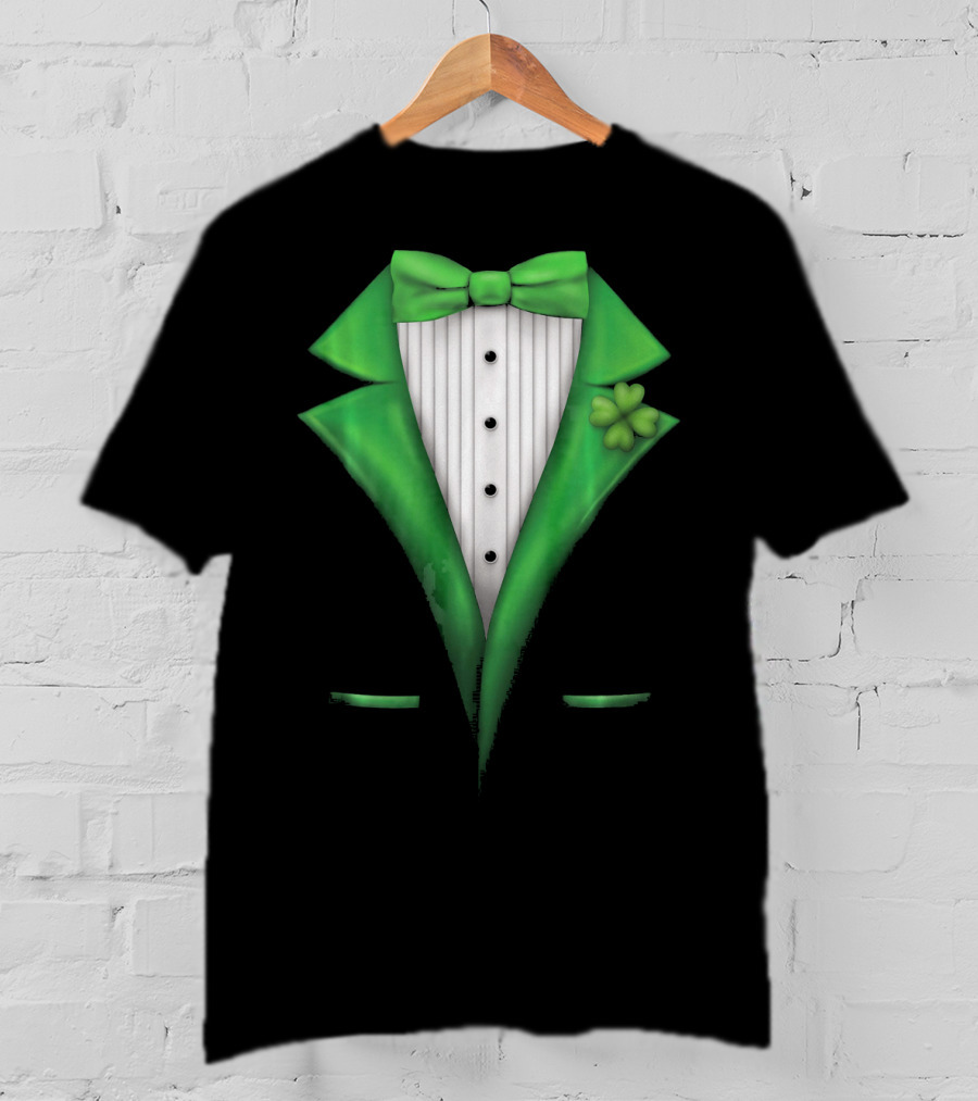St. Patricks Day Clover Green Tuxedo Bow Tie Classic T-Shirt