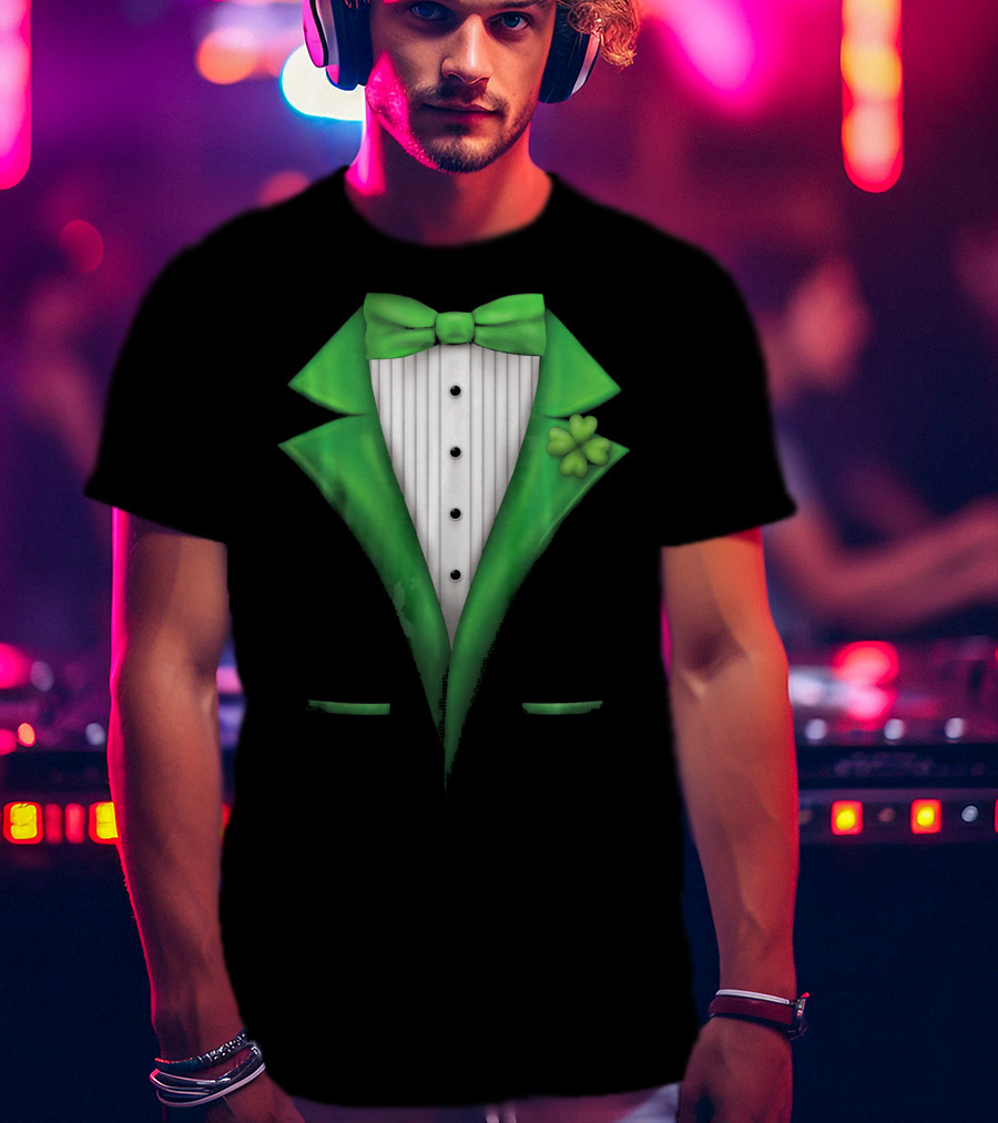 St. Patricks Day Clover Green Tuxedo Bow Tie Classic T-Shirt