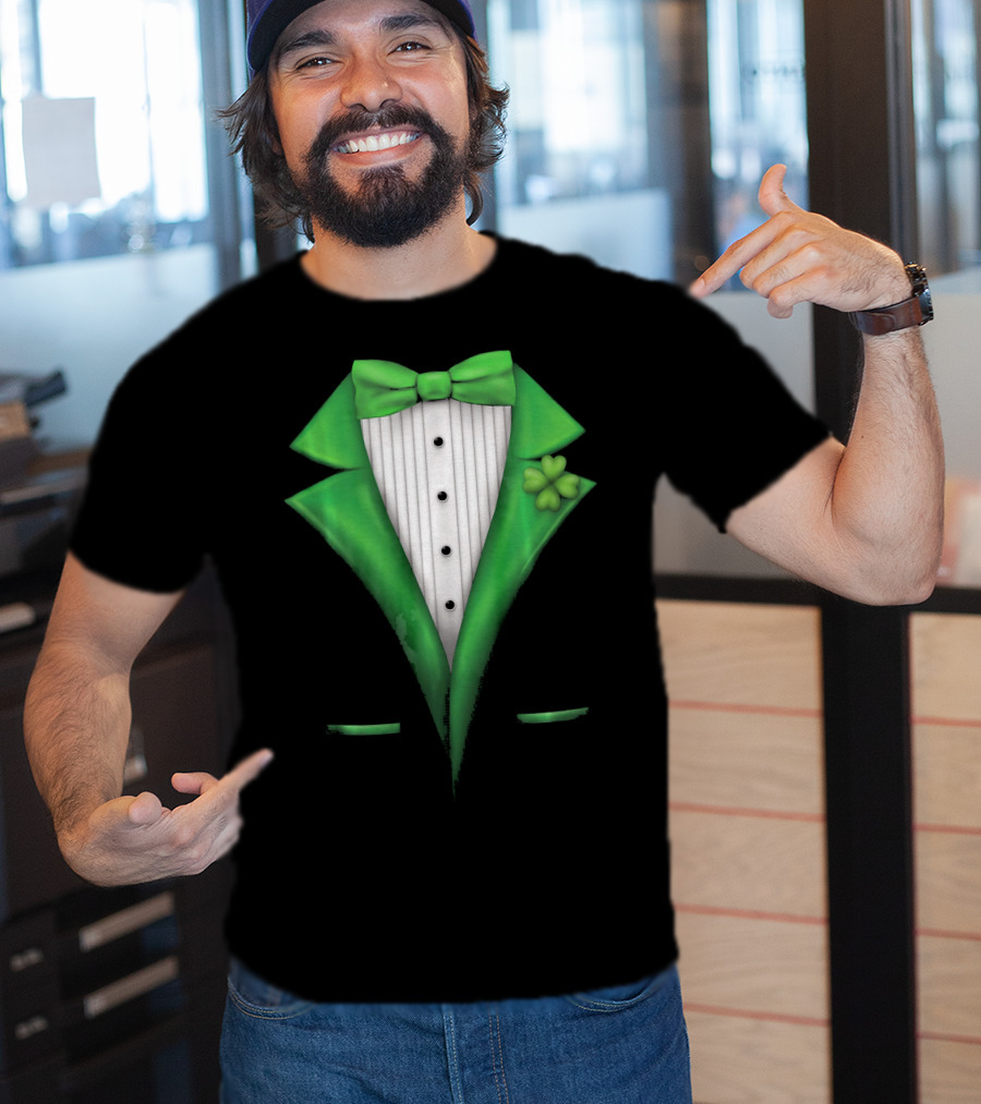 St. Patricks Day Clover Green Tuxedo Bow Tie Classic T-Shirt