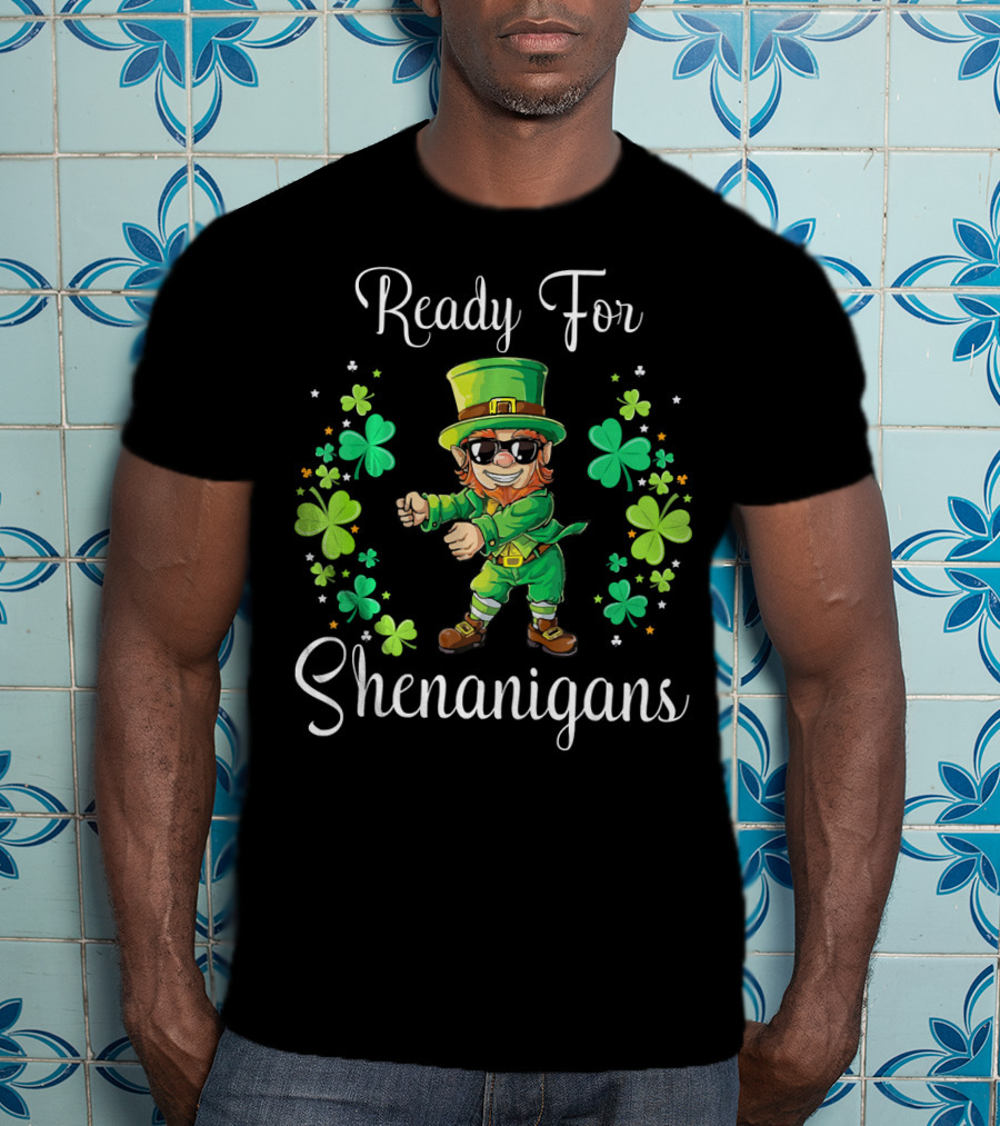 Ready For Shenanigans Leprechaun Flossing With Shamrocks T-Shirt