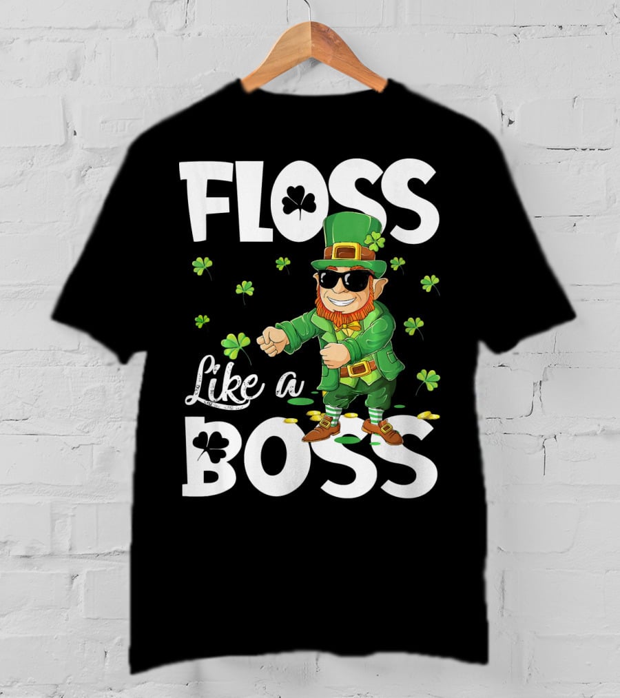 Floss Like A Boss Dancing Leprechaun With Shamrocks T-Shirt