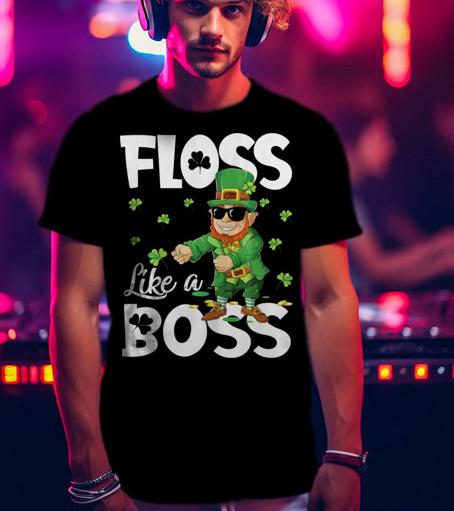 Floss Like A Boss Dancing Leprechaun With Shamrocks T-Shirt