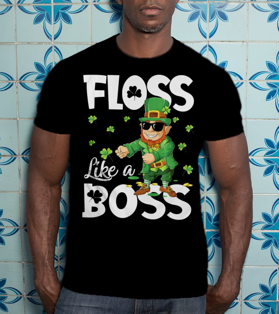 Floss Like A Boss Dancing Leprechaun With Shamrocks T-Shirt