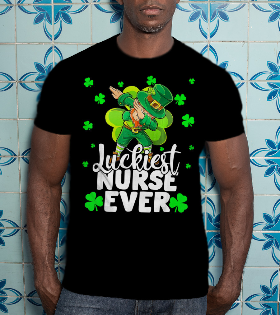 Luckiest Nurse Ever Leprechaun Dab St Patrick's Day Shamrock T-Shirt