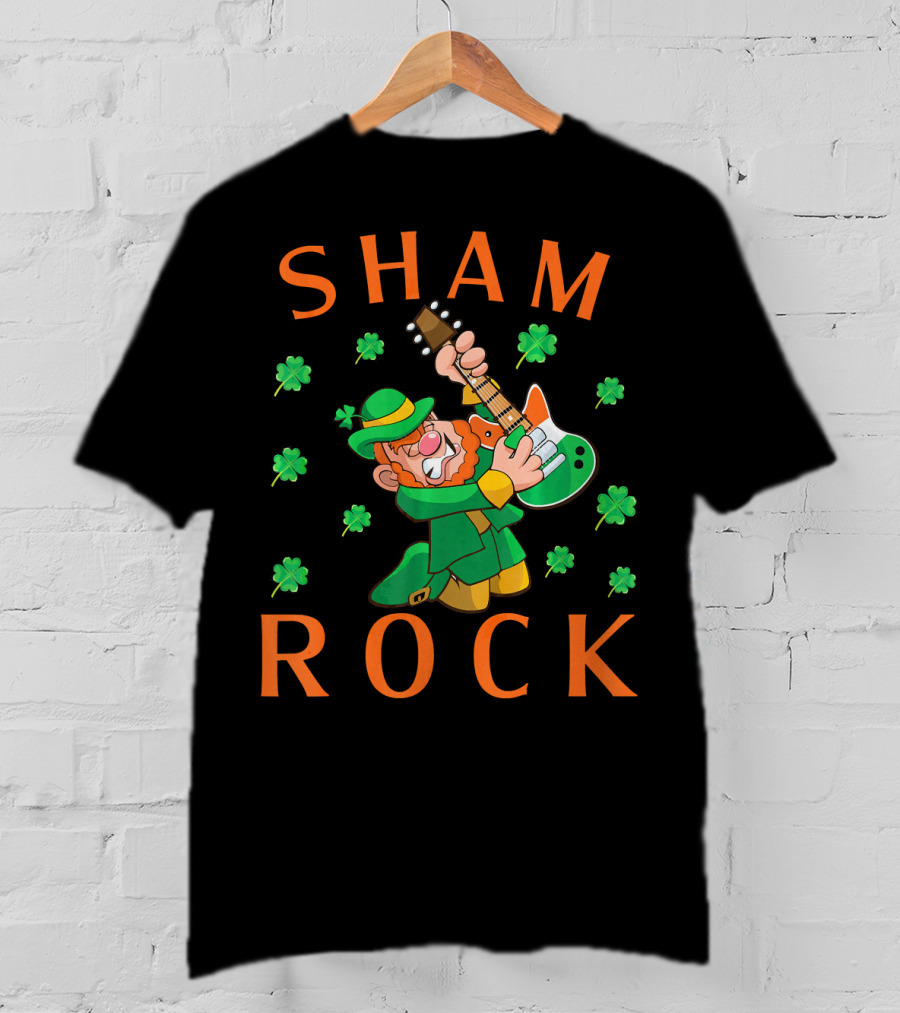 SHAMROCK Leprechaun Playing Guitar With Shamrocks T-Shirt