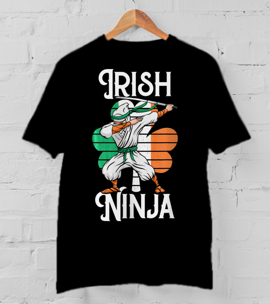 Irish Ninja Clover Martial Arts Pose T-Shirt