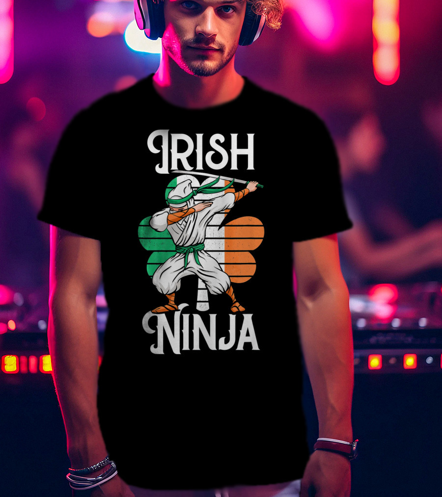 Irish Ninja Clover Martial Arts Pose T-Shirt