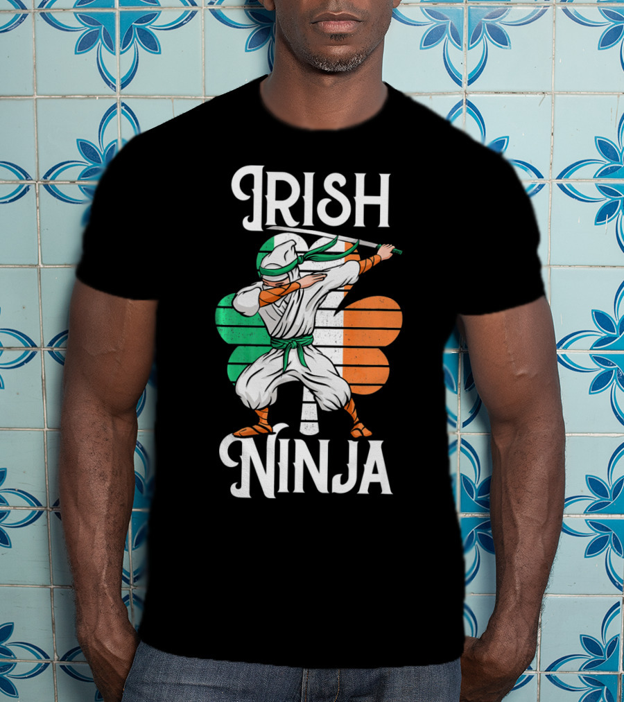 Irish Ninja Clover Martial Arts Pose T-Shirt