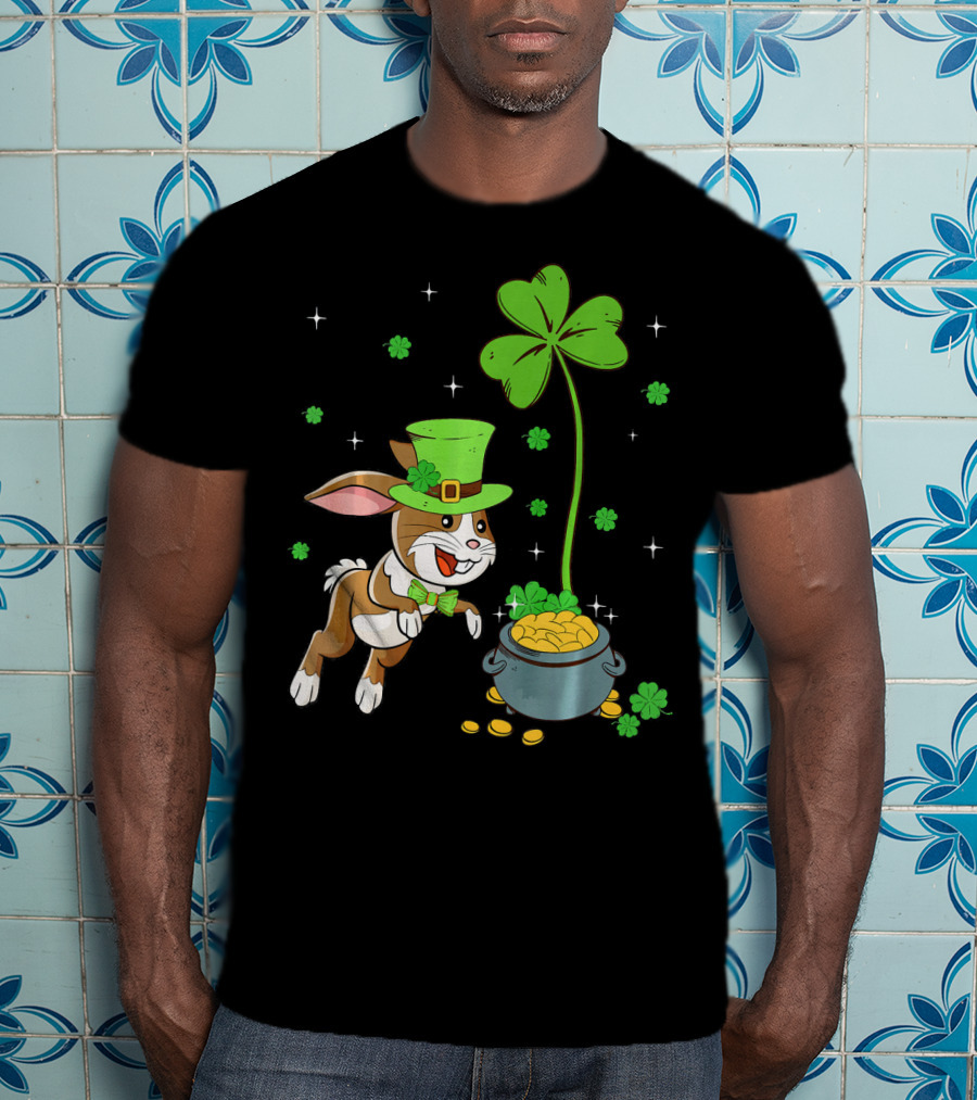 Shamrock Leprechaun Hare Lucky Clover Treasure T-Shirt