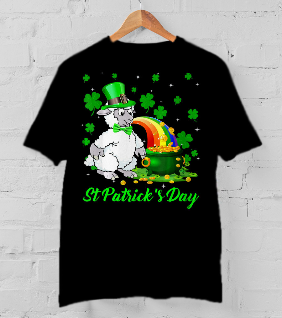 St Patrick's Day Leprechaun Sheep Shamrock Rainbow Pot Of Gold T-Shirt