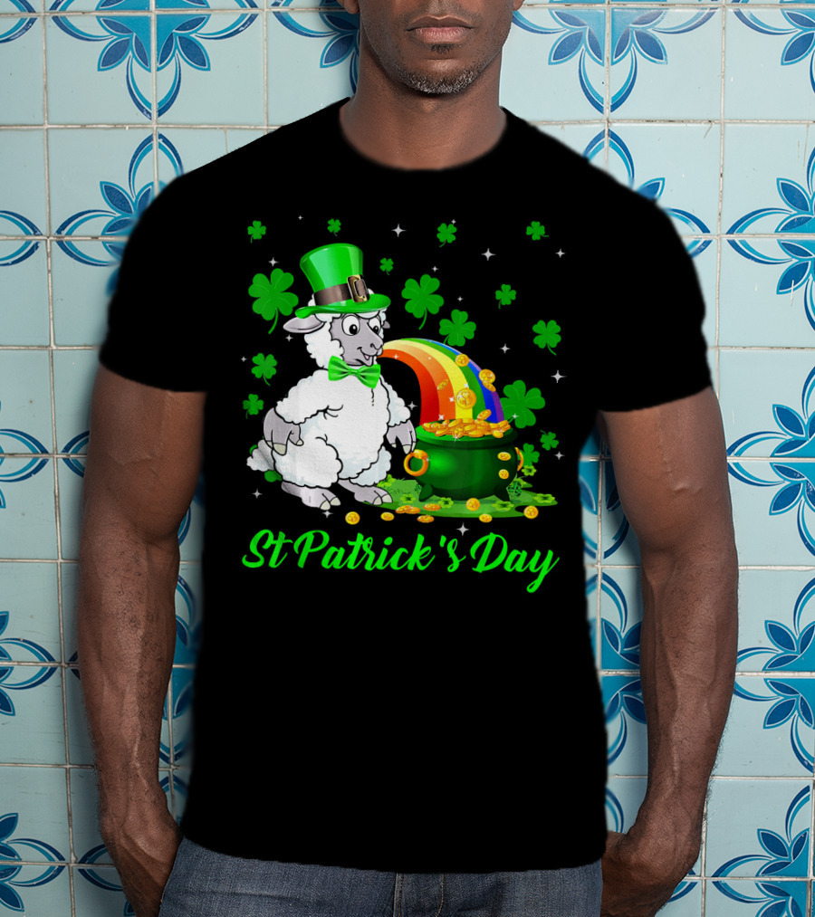 St Patrick's Day Leprechaun Sheep Shamrock Rainbow Pot Of Gold T-Shirt