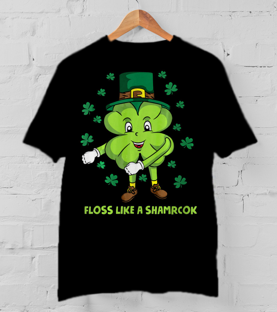 Floss Like A Shamrock St Patricks Dance Shamrock Character T-Shirt