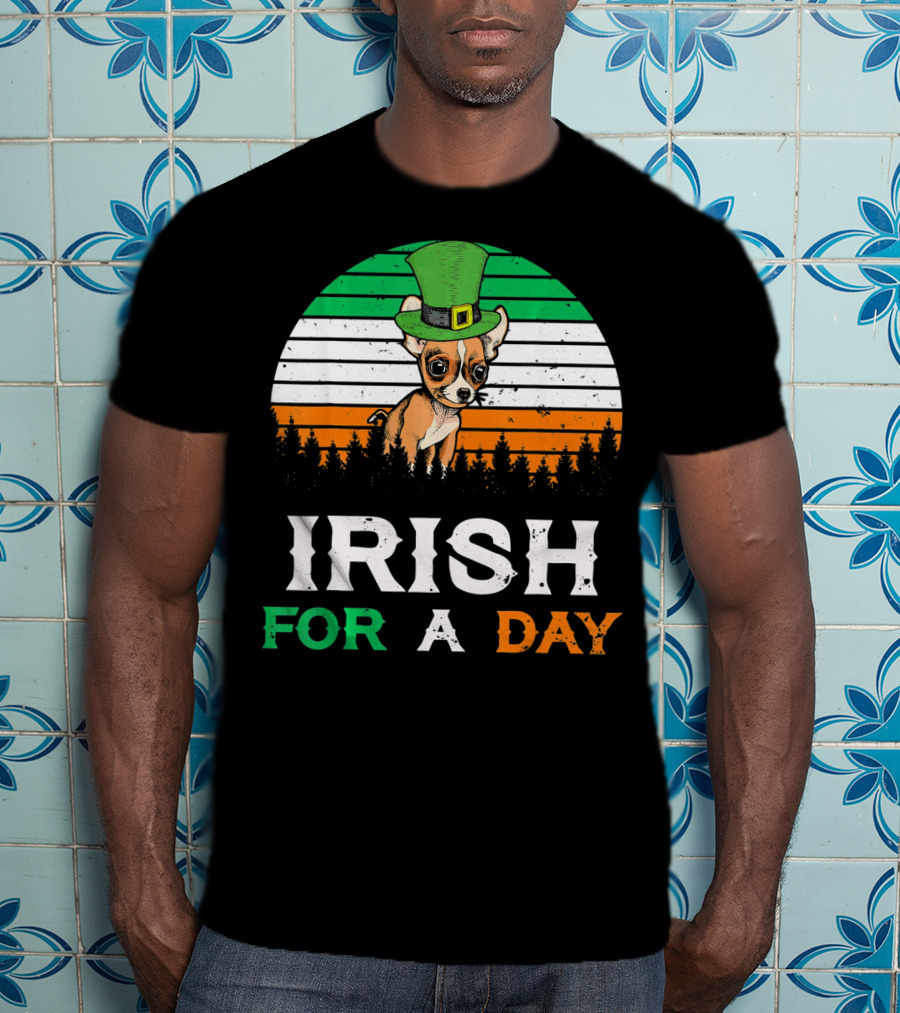 Irish For A Day Retro Vintage Chihuahua St. Patrick's Hat T-Shirt