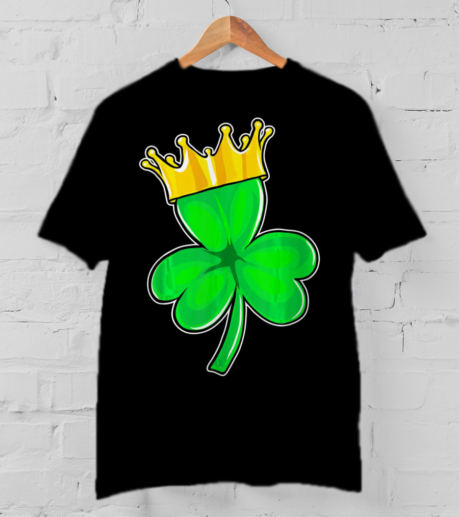 Four Leaf Clover King With Crown Of Luck T-Shirt
