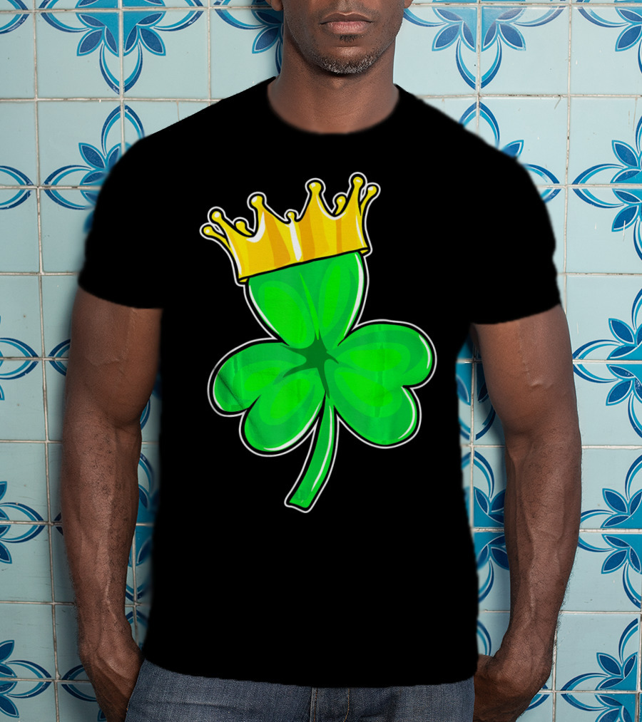 Four Leaf Clover King With Crown Of Luck T-Shirt