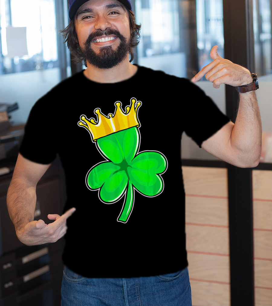 Four Leaf Clover King With Crown Of Luck T-Shirt