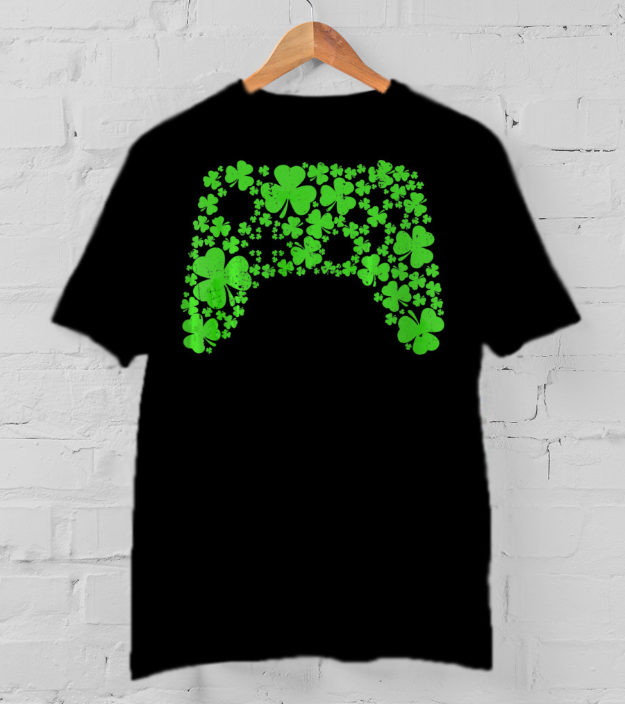 St Patricks Day Gamer Gaming Lucky Shamrock Controller T-Shirt