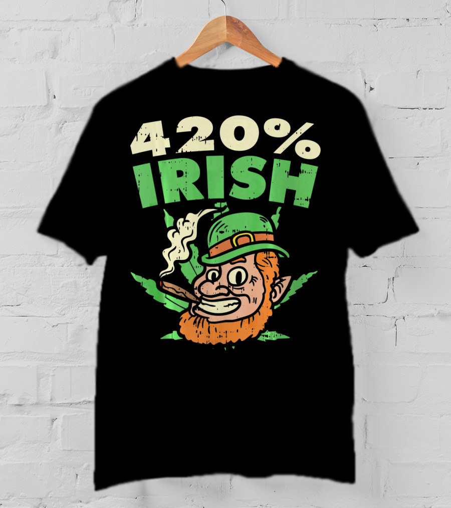 Funny St Patricks Day 420% Irish Weed Smoking Leprechaun T-Shirt
