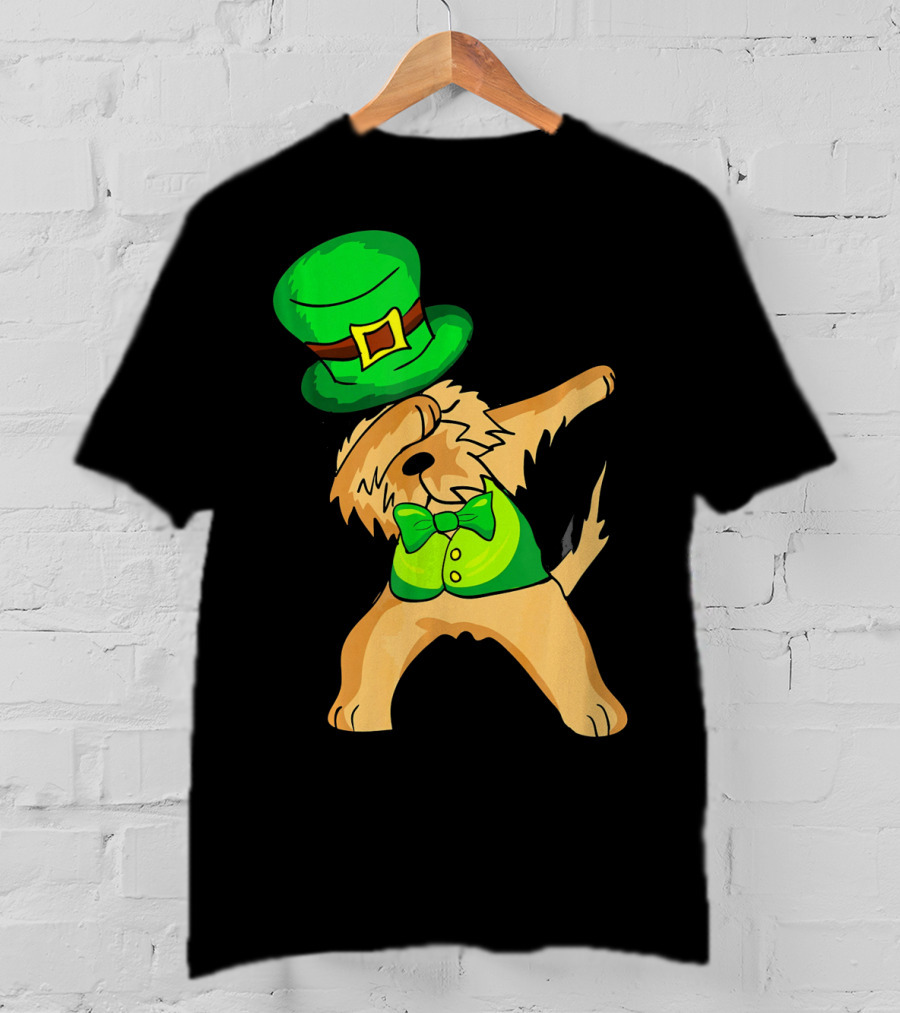 Dabbing Leprechaun Kids Irish Terrier St. Patrick's Day Dog Bow Tie T-Shirt
