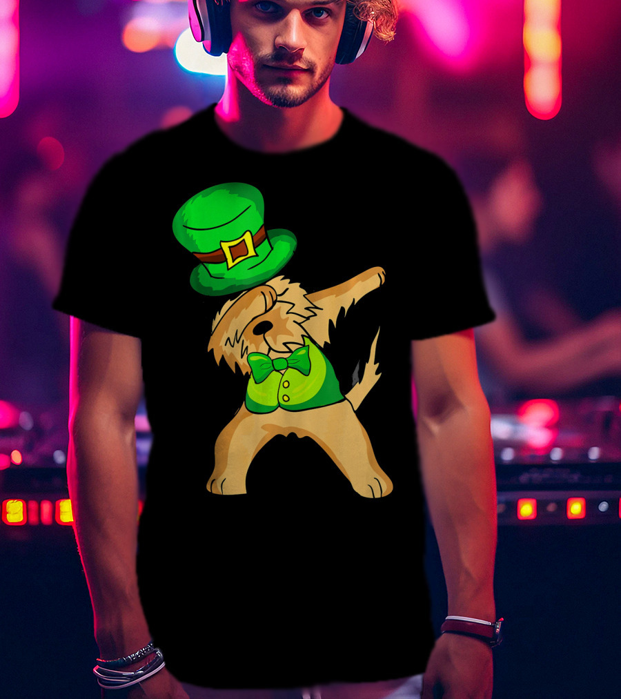 Dabbing Leprechaun Kids Irish Terrier St. Patrick's Day Dog Bow Tie T-Shirt
