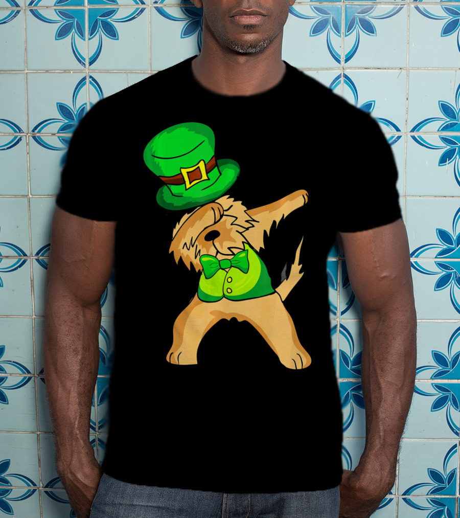 Dabbing Leprechaun Kids Irish Terrier St. Patrick's Day Dog Bow Tie T-Shirt