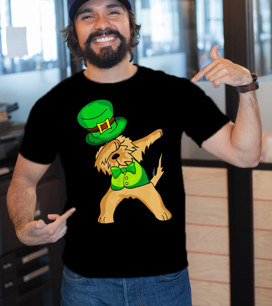 Dabbing Leprechaun Kids Irish Terrier St. Patrick's Day Dog Bow Tie T-Shirt