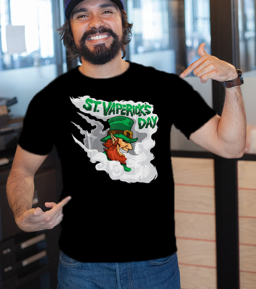 St. Vapericks Day With Vaping Leprechaun And Smoke Swirls T-Shirt