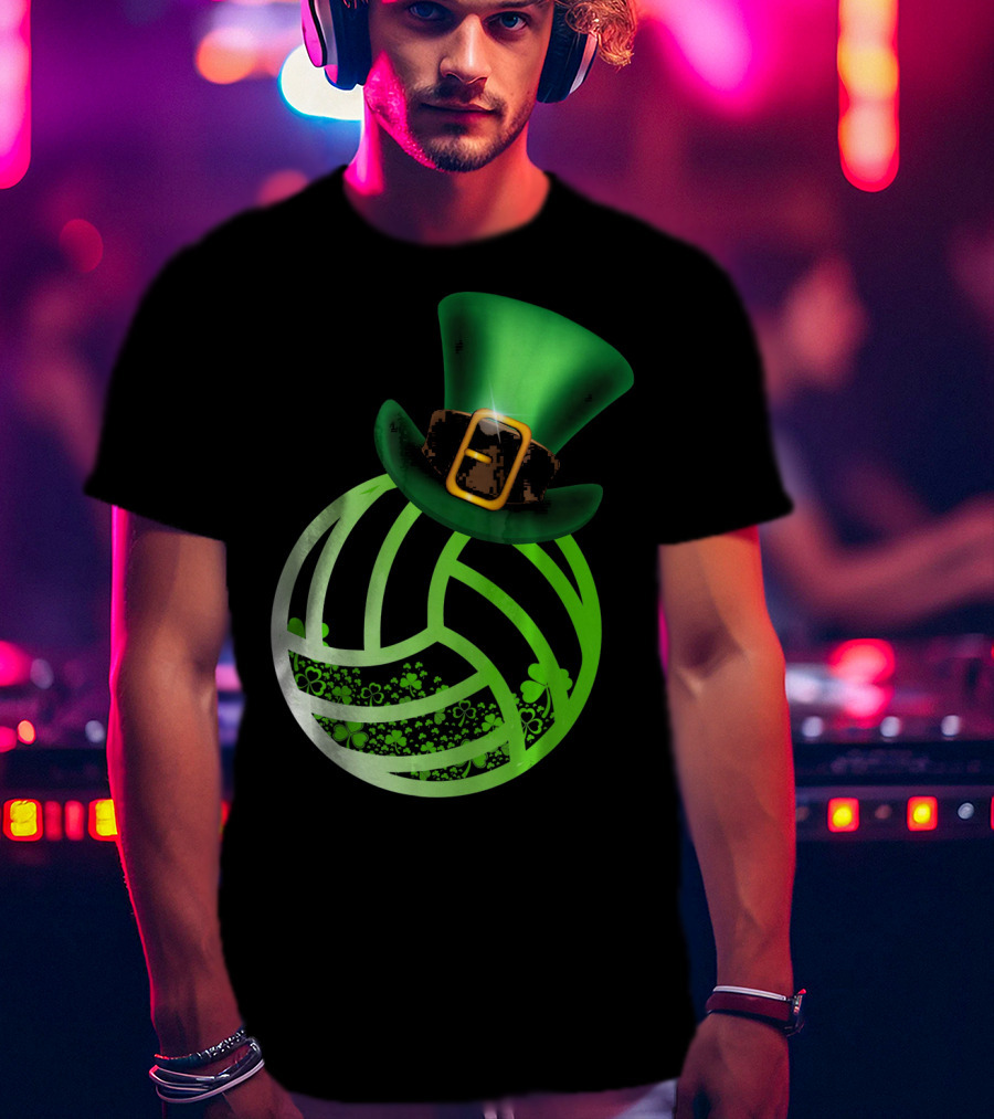 Shamrock Volleyball Leprechaun St Patrick's Green Hat T-Shirt